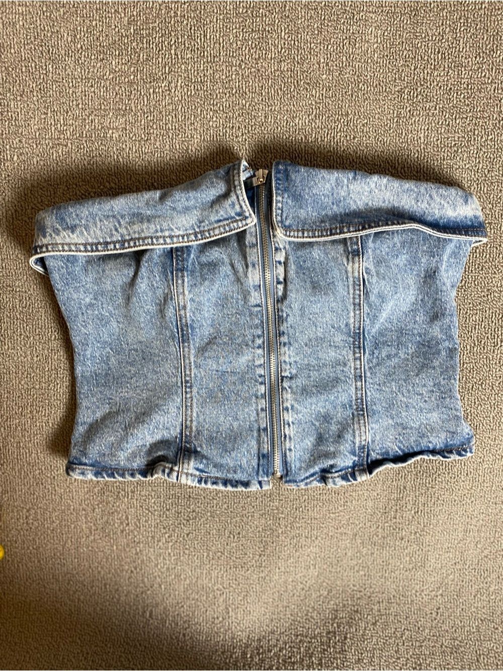 Wild Fable Denim Zip-Front Cotton Cropped Tube Top- Summer Corset Style 90s